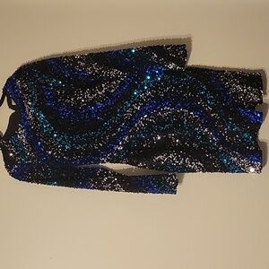 Entempo Sequin Bodycon Cocktail Dress - Black, Silver, Teal, & Blue. Long Sleeve